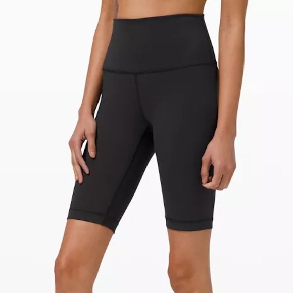 Lululemon Black Wunder Under Stretch Long Biker Shorts Sz 8 - Picture 2 of 7